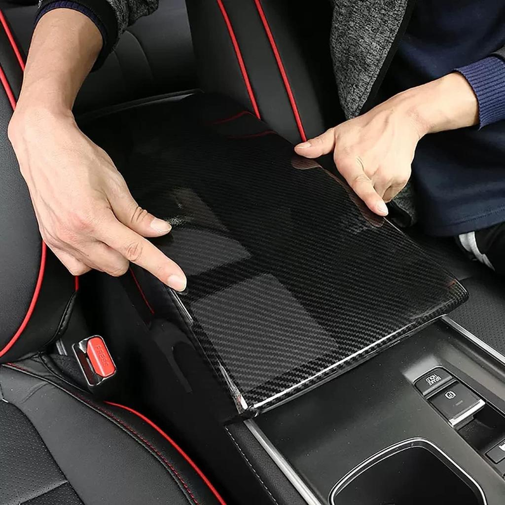Car Accessories Fit for Honda Accord 10th Gen 2018-2022 Inner Armrest Box Cover Trim Center Console Protector Cap (Carbon Fiber Style) ABS 1 PC