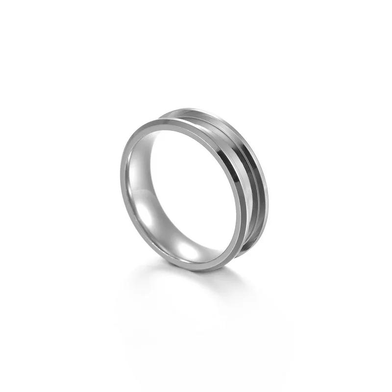 Nerezový DIY Ručně vyráběný Prsten Šířka 4/5/6/8mm 1/2/3 Prázdná Drážka Módní Kouzlo pro Muže a Ženy