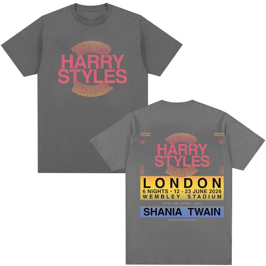 

Harry Styles Together Tour 2026 Pattern Tshirt Mens Luxury Fashion Cotton Short Sleeve Tshirt High Quality Neutral Tshirt 4XL