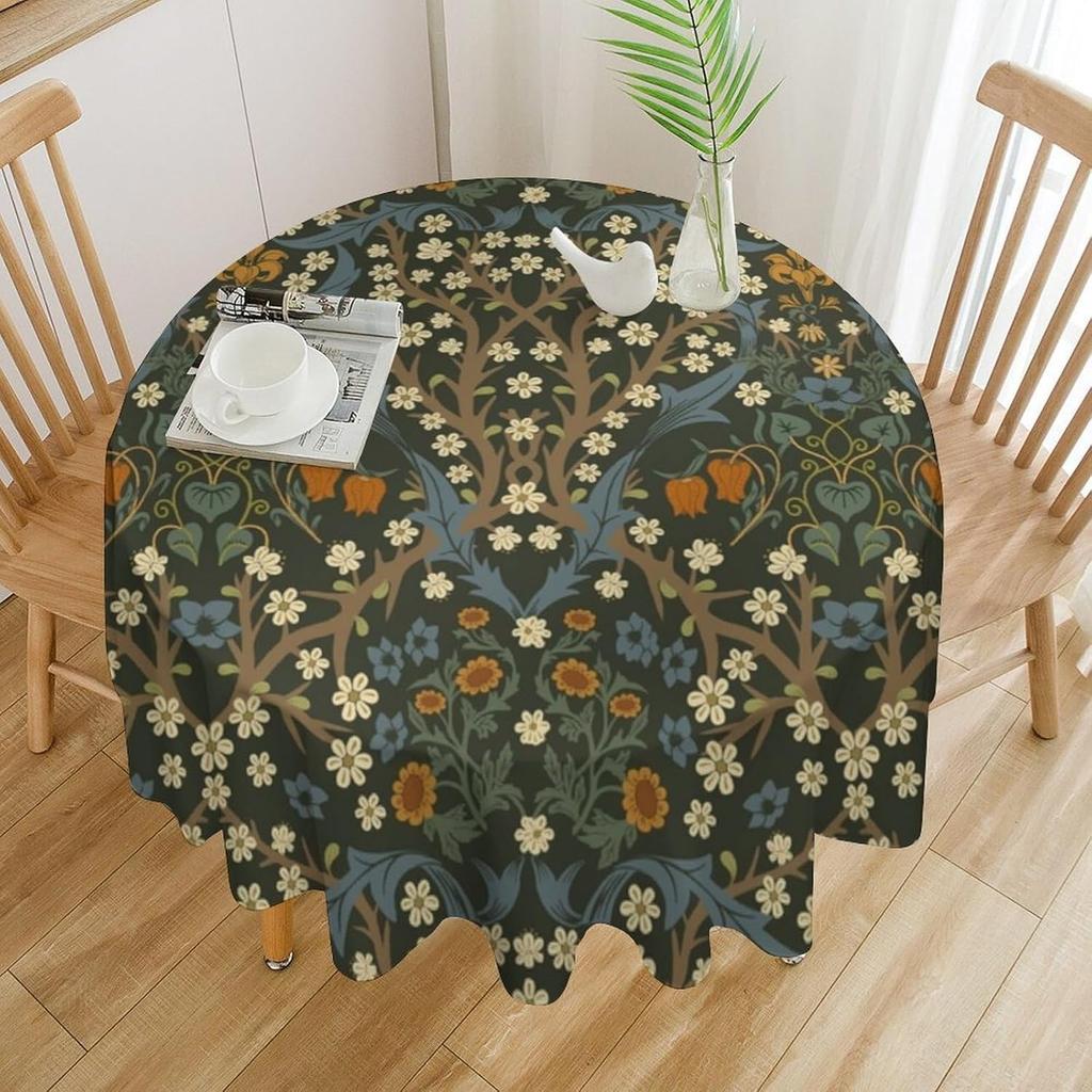 William Morris Bloemenprint Rond Tafelkleed Afwasbaar Polyester Stof Vintage Bloemen Wasbaar Tafelkleed Voor Feestdagen Keuken