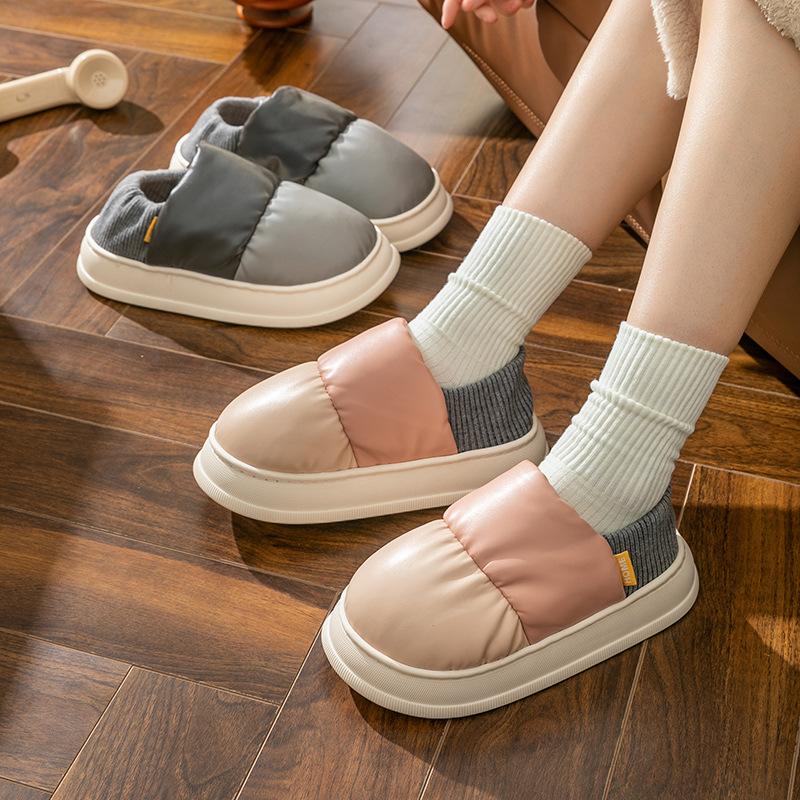 Bread cotton slipper bag and winter warm thick bottom household indoor home couple velvet confinement
