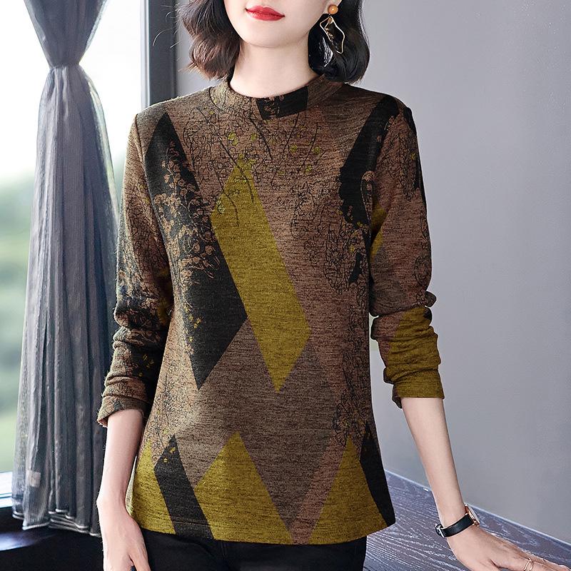 Women's Fleece-Lined Half-High Collar Long-Sleeve Top for Autumn/Winter 2026