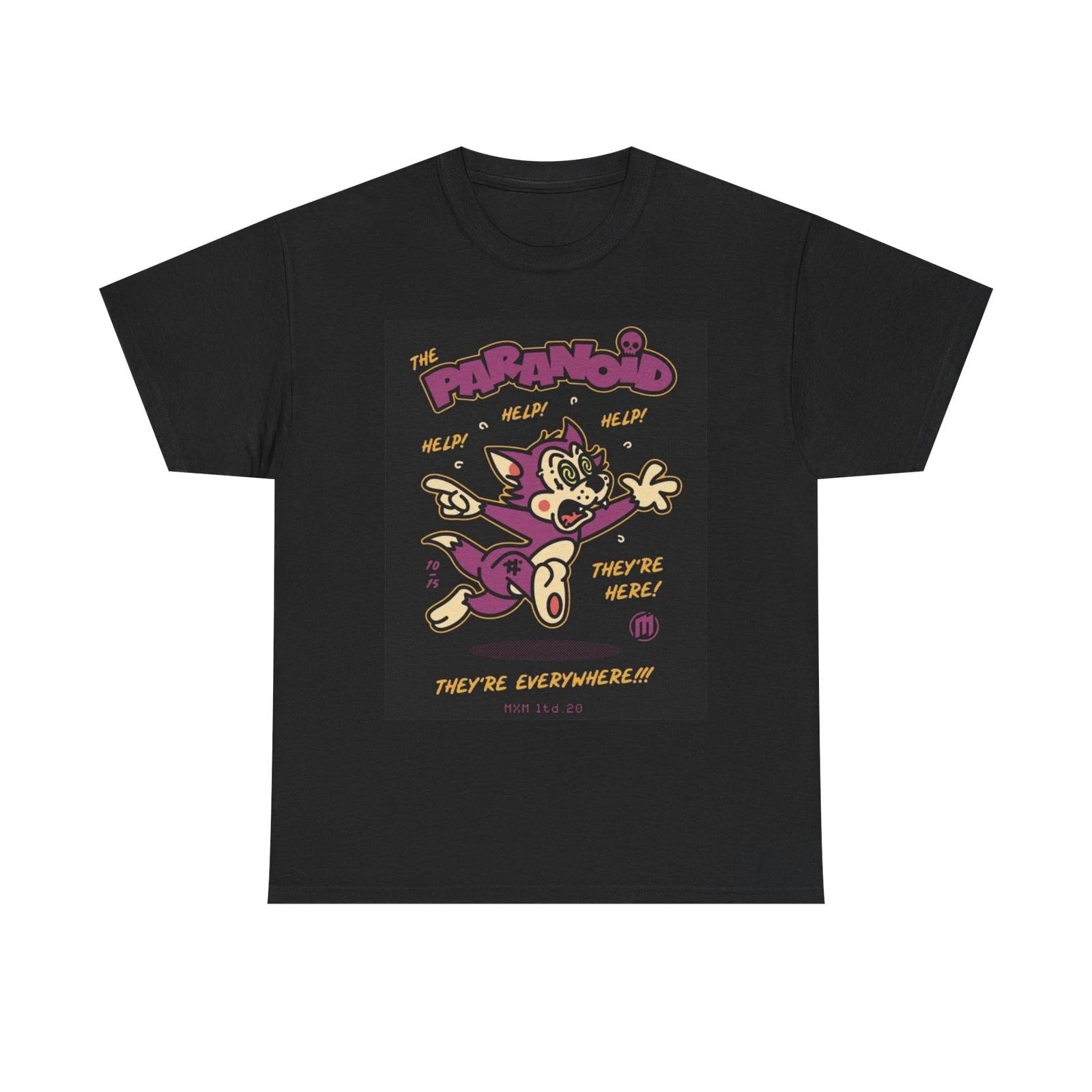 

The Paranoid Cat Graphic T Shirt Unisex Cotton Tee NEW S