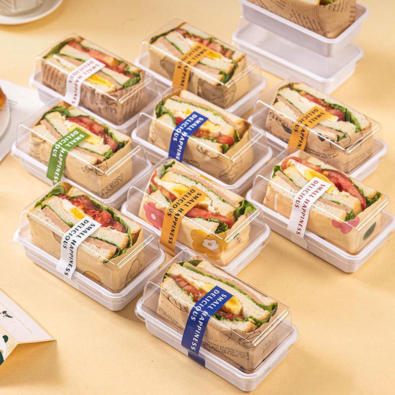 10/50Pcs Sandwich Packaging Box Half-Piece Sandwich Burger Packaging Case Baking Picnic Lunch Box Disposable Plastic Lunch Box