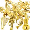 8Pcs 2-7cm Mini Golden Musical Instrument Ornaments - Dollhouse Miniatures | Desktop Decor & Xmas Tree Hanging Pendants ZSY