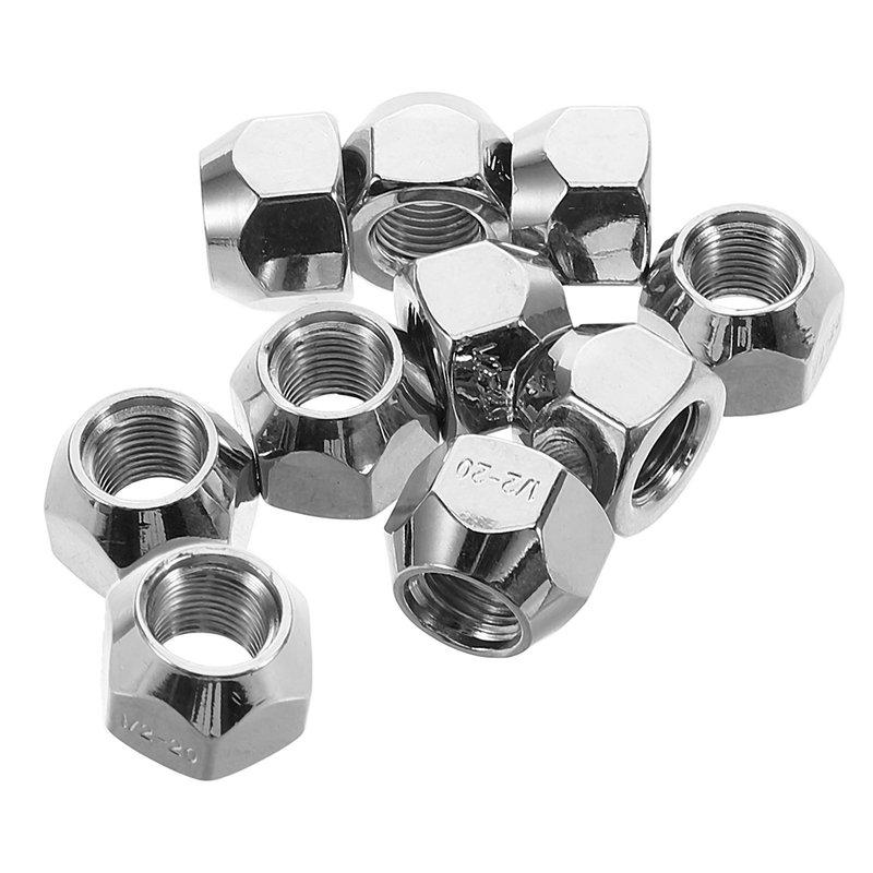10 Pcs 1/2-20 Acorn Lug Nuts Steel Wheel Nuts 16Mm Thread 21Mm Diameter For Car Truck Rv Boat Trailer Tire Flange Hub