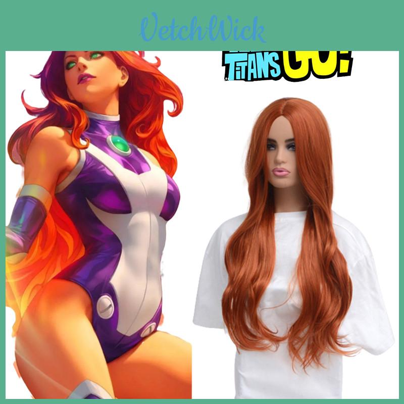 Teen Titans Starfire Cosplay Wig Soft Heat-resistant Fiber For Safe Styling