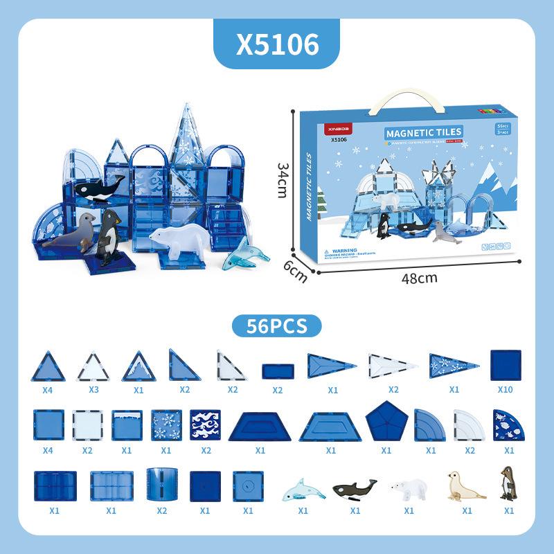 Undersea Animal Stained Glass Magnetic Tiles - Marine Building Blocks for Kids