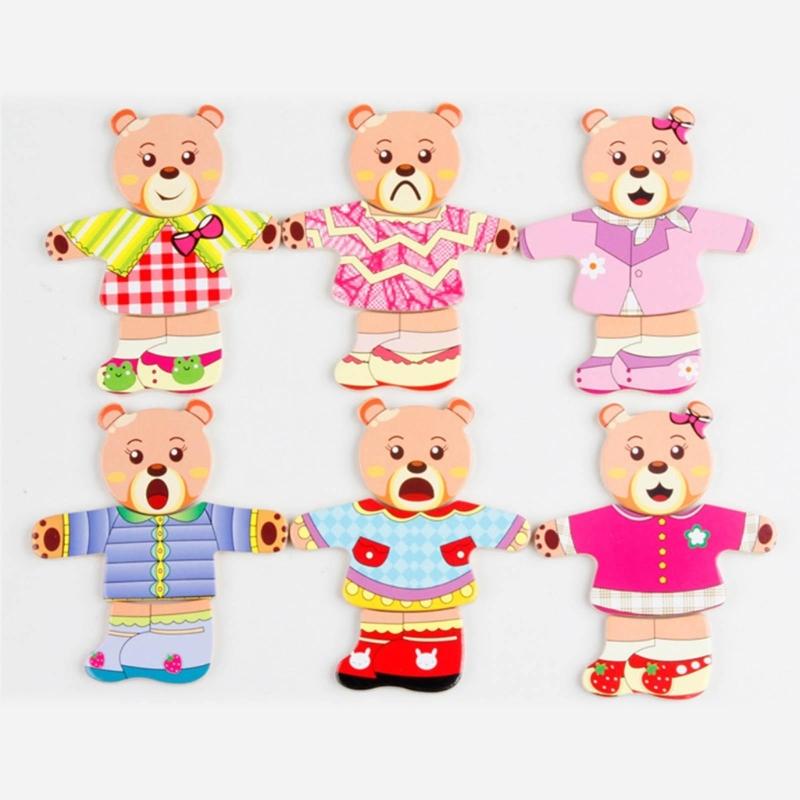 3-D Puzzle Box Shape Matching Board Toy Bear/Rabbit Dress Changing Busy Board Toy for Toddler Learning Educational Gift