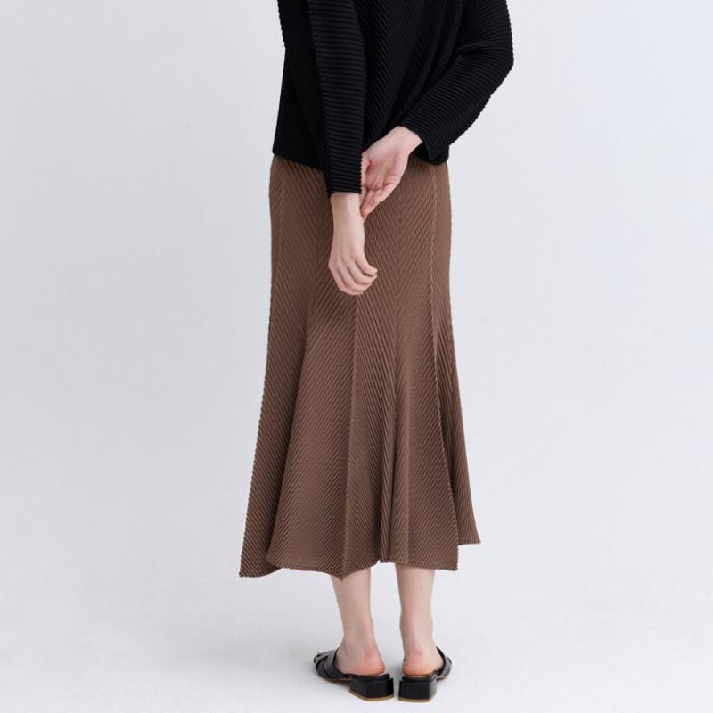 Pleats Me Oblique Waffle Folding Flare Skirt Ppsks026002