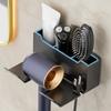 Hair Dryer Holder Wall Mounted Wall Dryer Cradle White Black Greyhairdryer Blow Dryer Organizer For Bathroom Bathroom Shelves