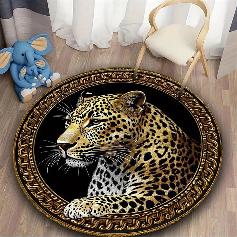 Yin Yang Cat Circular Carpet with Anti Slip Backing Flannel Carpet Machine Washable for Living Room Lightweight Home Decor