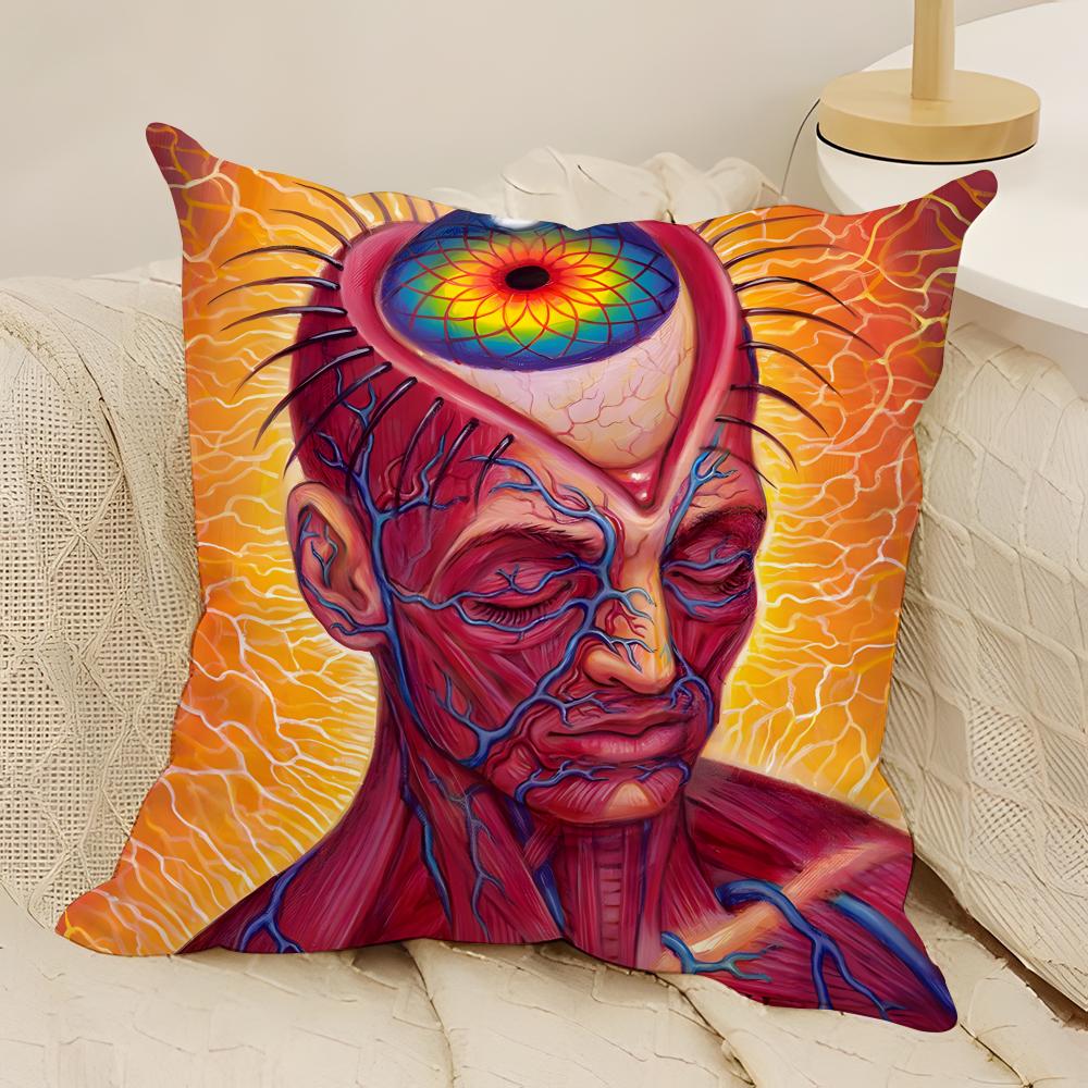 Visionary Spiritual Artist Alex Grey Pillow Case Natural Linen DoubleSided Printing Sofa Home Decor Cushion Cover