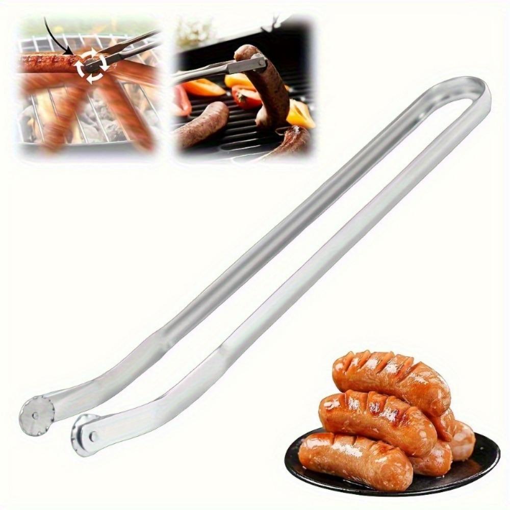 Stainless Steel Bbq Tongs - Multi-Functional Grilling & Cooking Tool for Hot Dogs, Steaks, and Sausages | Food-Safe Kitchen Gadget