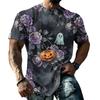 Men's Halloween Print T-Shirt, Short Sleeve Neck Tee for Halloween Celebrations