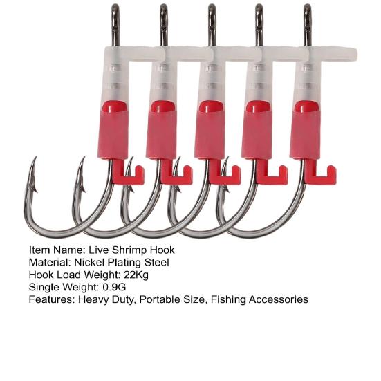 5/10Pcs Live Shrimp Fixing Hook Heavy Duty Steel Barbed Fishhook Freshwater Saltwater Catfish Bass Fishing Hook Fishing Accessories