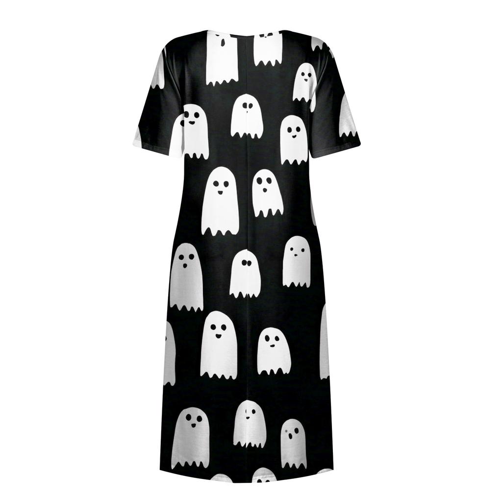 Sommerkleid für Damen, lässig, bedruckt, kurzärmlig, Strand-Swing-Kleid