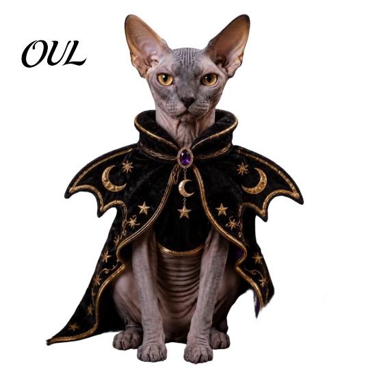 Funny Pet Outfit Halloween Cat Witch Costume, Cute Ghost Cloak, Decorative Cape Festival Outfit, Kitty Cosplay for Holiday Party Accessories