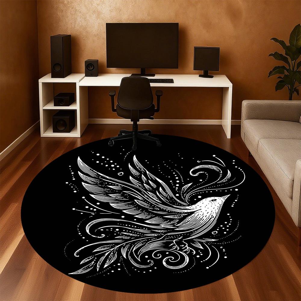 1pc bird wings Round Chair mat Area Rug - Non-Slip, Floor Mat for Office, Bedroom, and Indoor Decor -1002038