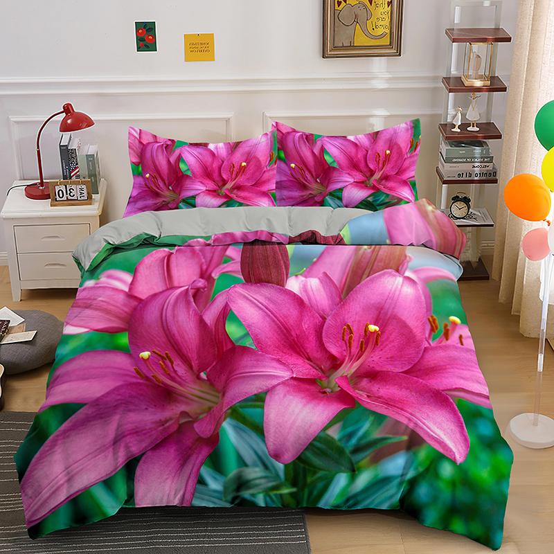 3D Flowers Bedding Set Twin Full King Queen Size Comforter Set for Kids Girl Bedroom Decoration Polyester Duvet Cover Set King
