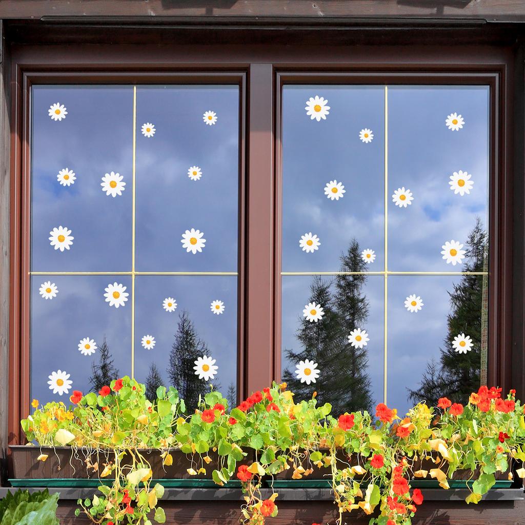 Gänseblümchen Fensterglasaufkleber, Frische florale Fenster- und Türdekorationsaufkleber, Heimverschönerung und Dekoration