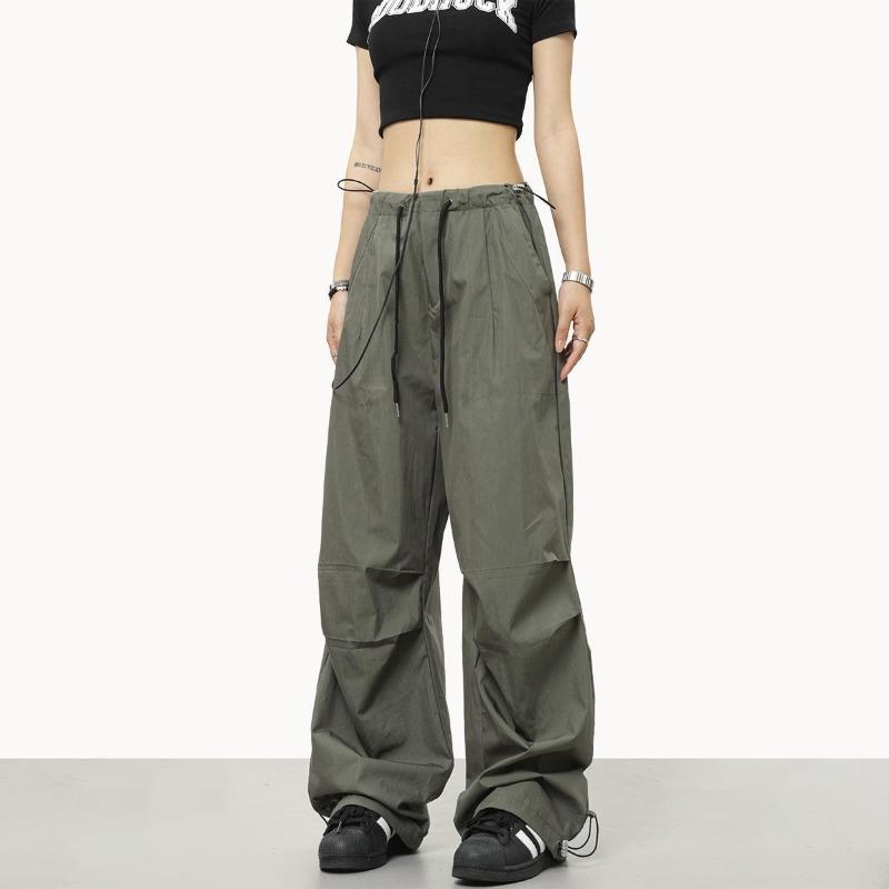 

Wide-leg Paratrooper Overalls Men s and Women s Loose Retro Casual Stormpants Summer Thin High Street M зелёный