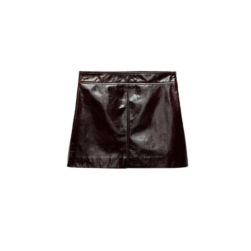 Spring New Women's Clothing K-style Casual High Waist Pu Anti-Leather A- Line Fashion Temperament Skirt 5479050