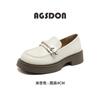 Augustine loafers women's 2025 new summer platform thick heel one pedal French single shoes British small leather shoes