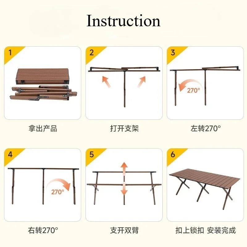 Camping Folding Table High-strength Metal Egg Roll Table Portable Picnic Table Summer Ideal for Tourism Camping Outdoor