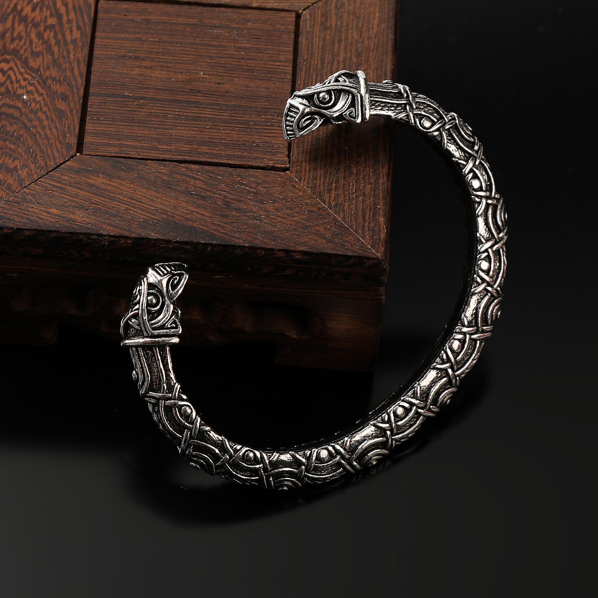 Изысканный открытый браслет в скандинавском стиле с головой ворона Одина, панк-хип-хоп, аксессуары скандинавской мифологии, ретро-украшения