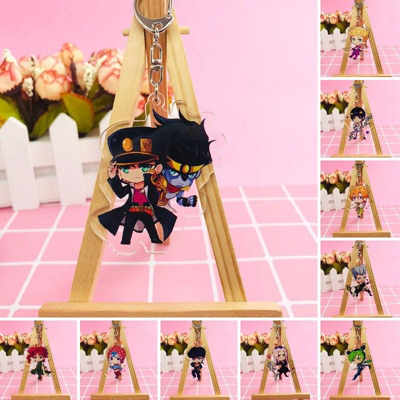 Jojos Adventure Bizarre Key Chain Anime Cartoon Keyring Pendant Acrylic Gifts