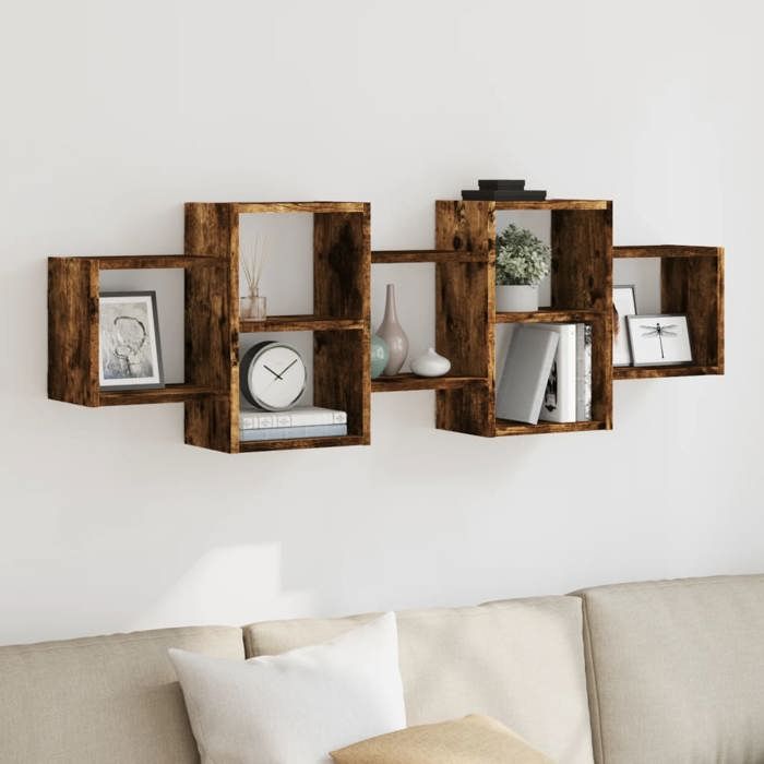 VidaXL Wall Shelf Smoked Oak 129x18x42 Cm Engineered Wood 853222