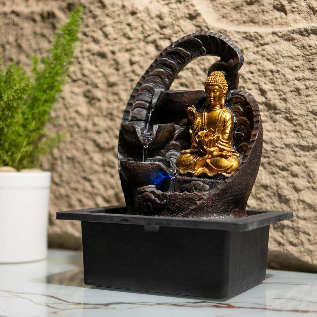 Mini Buddha Table top Water Fountain for Home and Office | |Living Room Decor| Gift Items | Home & Office Decoration Item (Buddha)
