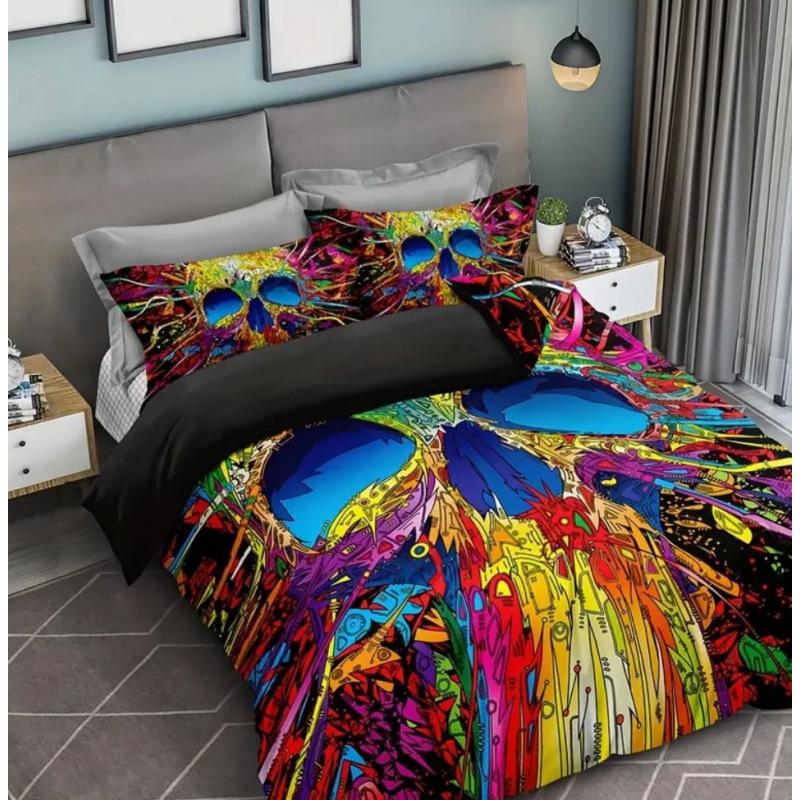 

Three-Piece Digital Printing Skull Rose Series Bed Sheet Quilt Cover Pillowcase Home Textile Set 70 * 133 two-piece set