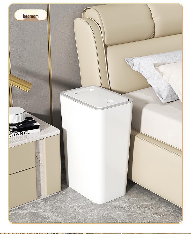 Large Capacity Narrow Push-Top Trash Can with Lid for Bathroom and Toilet