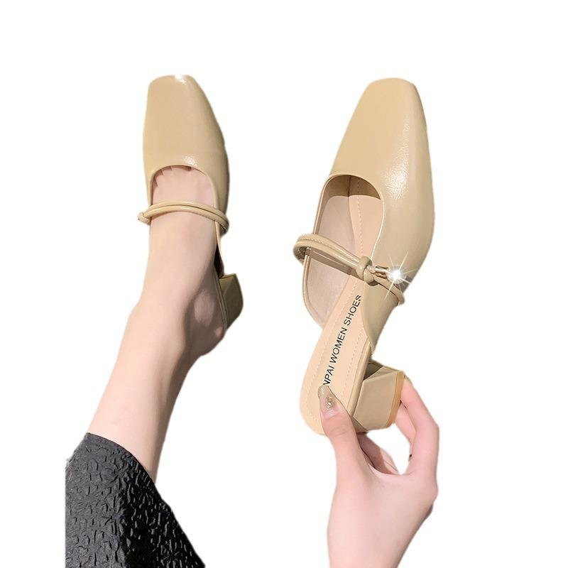 Slippers for Women In the Summer of 2025  with Thick Heel and Half Toe Fashionable and Retro Cool Slippers