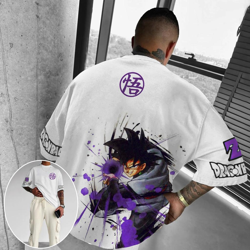 Maglietta Dragon Ball da uomo in puro cotone, casual, girocollo, maniche corte, abbigliamento sportivo estivo, top casual a maniche corte
