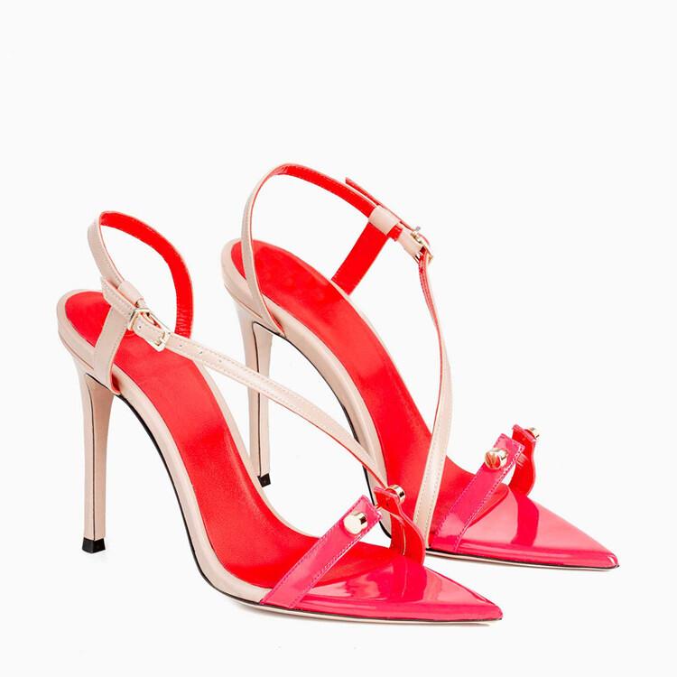 Fashion Roman Strap Slim High Heels Fashion Sandals 2024 New Women's Summer Sexy Pointed Metal Buckle Runway High Heel Sizes 35-45