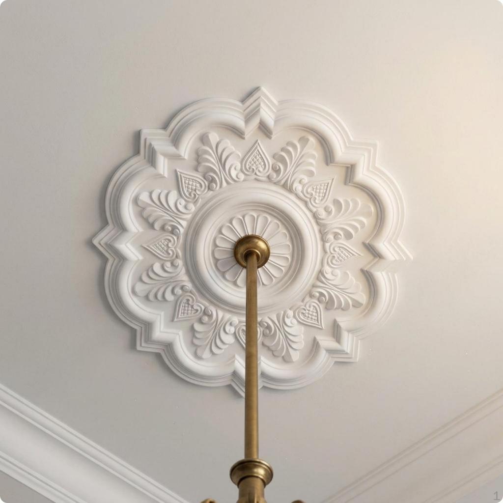 Ceiling Light Base Elegant Floral Raised Medallion Polyurethane Centerpiece for