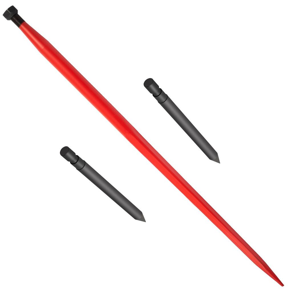 Hay Spear 49\" Bale Spear 3000 Lbs Capacity, Bale Spike Quick Attach Square Hay Bale Spears 1 3/4\" Wide, Red Coated Bale Forks, Bale Hay Spike with 2