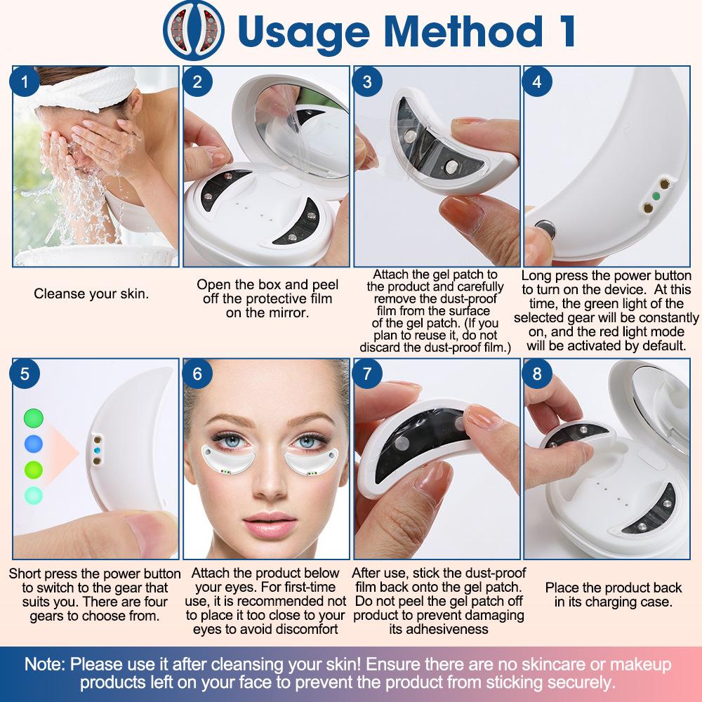 Eye Massager Red Light Hot Compress EMS Microcurrent Eye Instrument Lightens Dark Circles and Relieves Eye Fatigue