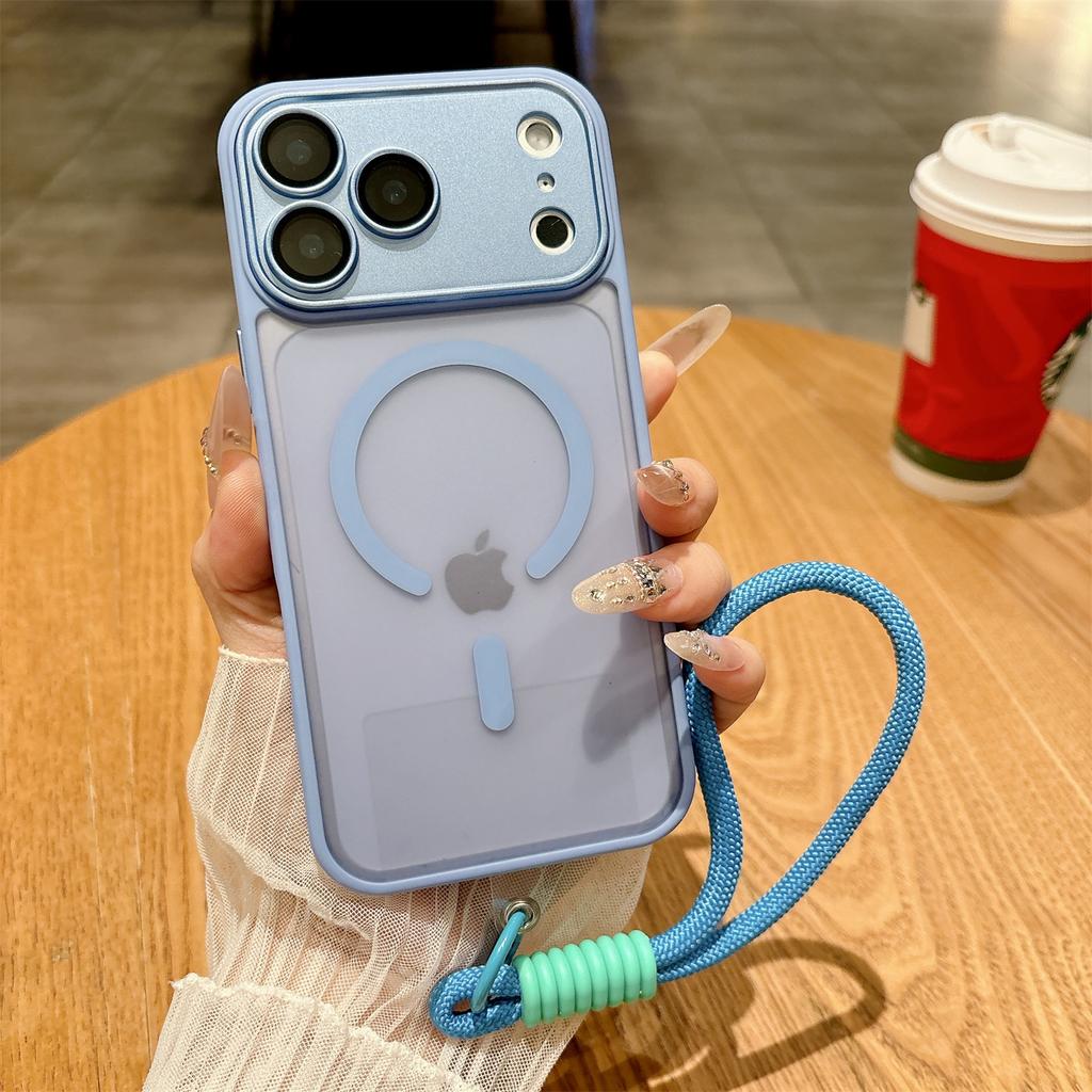 Tempered film with lens with lanyard Magnetic Case For iPhone 17 ProMax 17Pro Air Magsafe Wireless Charge Armor Shockproof Cover
