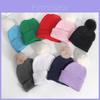 Solid Color Plush Ball Knit Hat For Women Warm Acrylic Beanie For Autumn Casual Wear