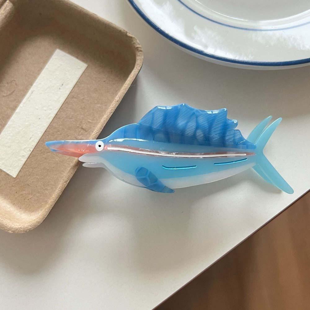 

Acrylic Silver Arowana Shark Clip Fish Acetic Acid Hair Claw Creative Guppy Hair Claw Beach Style 7