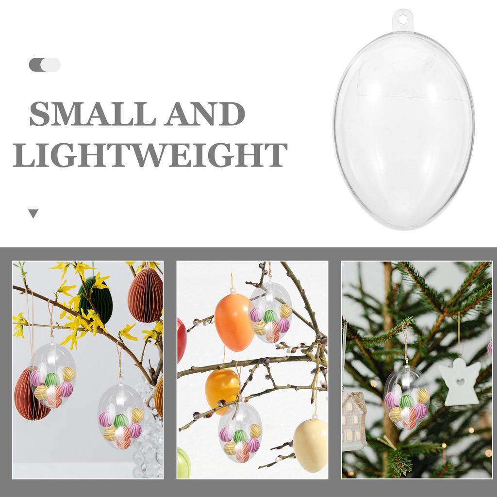 12Pcs Clear Plastic Egg Shaped Fillable Ornament Balls DIY Candy Boxes Christmas Tree Hanging Decorations Easter Wedding Party