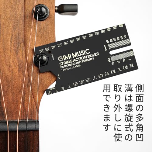 GIMI Multi-Function Guitar String Ruler, String Action Ruler, Aluminum Alloy, for Guitar String Height Adjustment, Fret, Saddle, Nut Height, and Strin