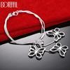 925 Sterling Silver Snake Chain Butterfly Bracelet Wedding Gift Jewelry