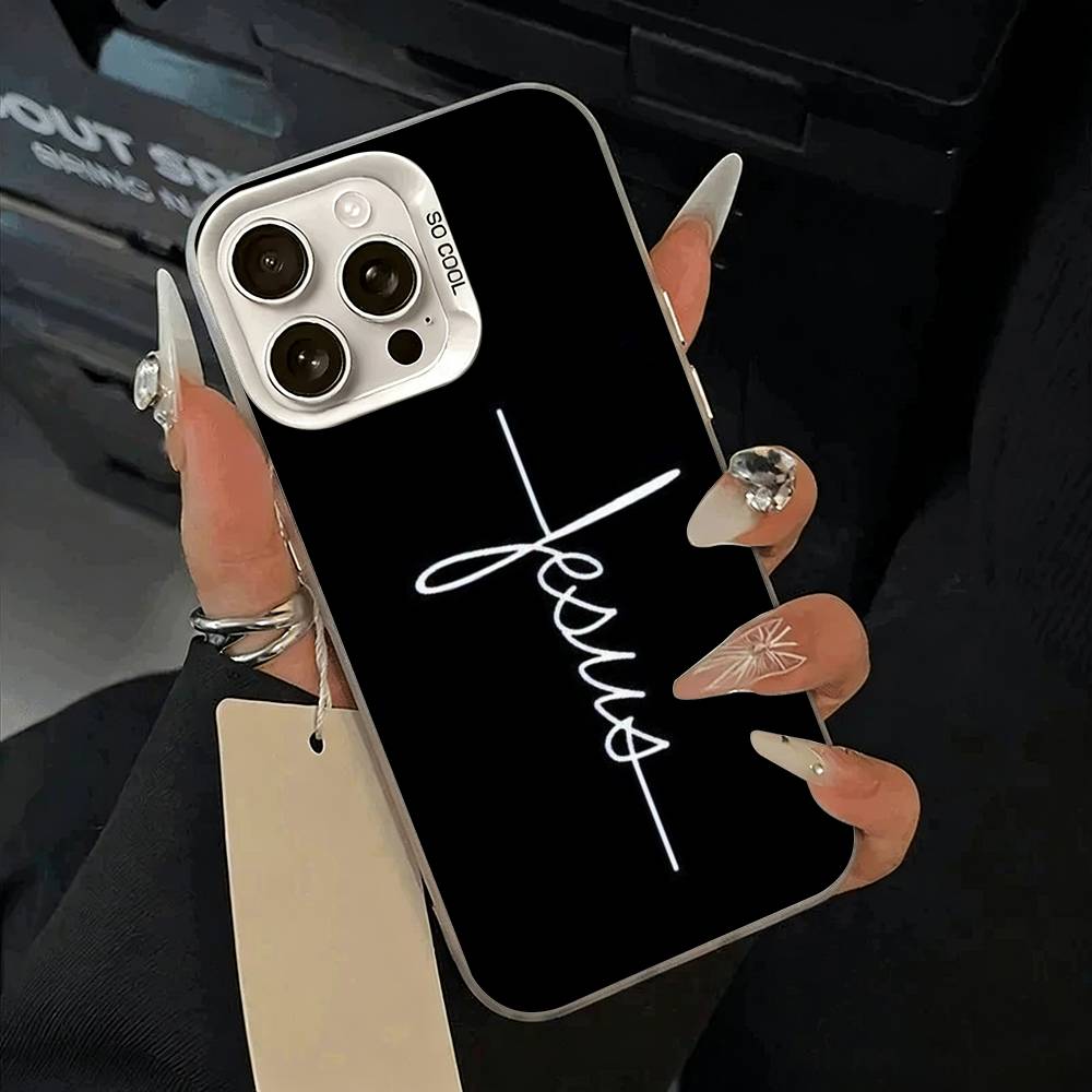 G-God Jesus Cross Phone Case For IPhone 17 Air 16 15 14 13 12 11 Pro Max White Sliver Hard Cover