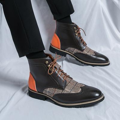Moda Venta Caliente Botines Clásicos para Hombre Estilo Británico Zapatos Brogue de Negocios Caminata de Ocio Zapatos Masculinos Zapatos Casuales de Cuero de Caña Alta para Hombre