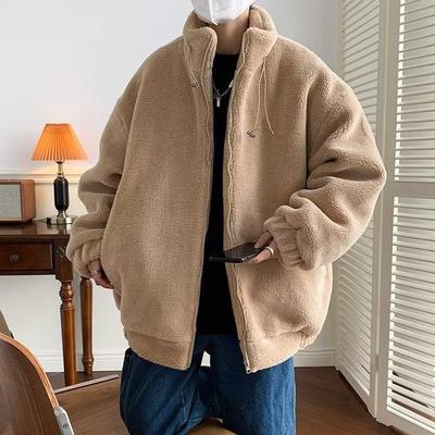 Erkek Kore Tarzı Bol Polar Ceket - Kalınlaştırılmış Günlük Sonbahar/Kış Trendi